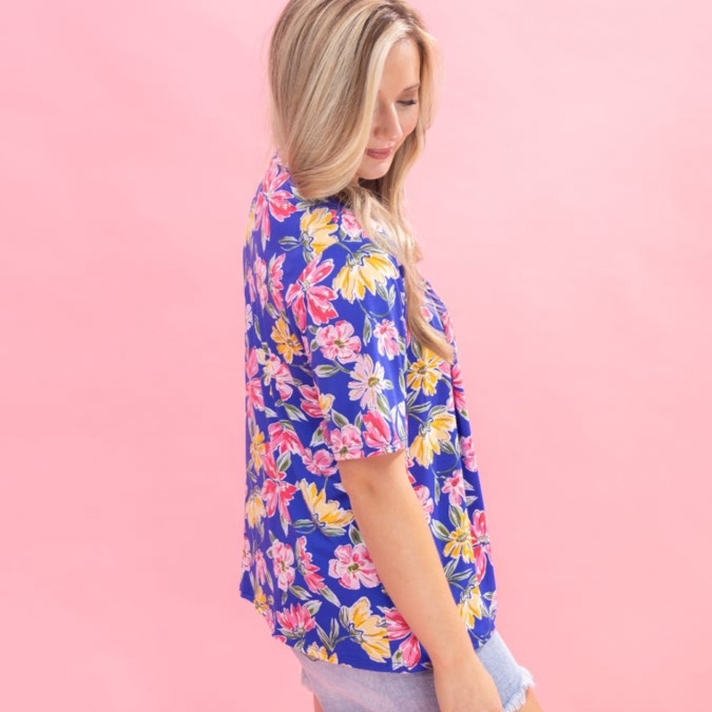Floral Blue Kimono Cardigan - Picture 4 of 5
